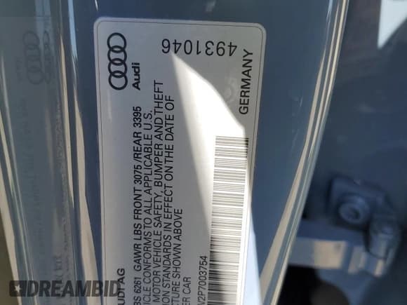 ✅ 2023 Audi e-tron GT Premium Plus • VIN: WAUFJBFW2P7003754 • Лот: 53279094. Опубликован ранее на Copart с пробегом 7 286 миль. Бесплатный доступ к архиву аукционных продаж из США и подробный отчёт об истории автомобиля на DreamBid. Изображение 12.