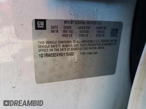 ✅ 2017 Chevrolet Volt LT • VIN: 1G1RA6S5XHU115492 • Лот: 74752944. Опубликован ранее на Copart с пробегом 96 296 миль. Бесплатный доступ к архиву аукционных продаж из США и подробный отчёт об истории автомобиля на DreamBid. Изображение 12.