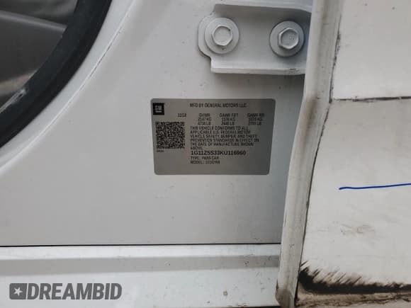 ✅ 2019 Chevrolet Impala LT • VIN: 1G11Z5S33KU116960 • Lot: 89479495. Listed on Copart with 71,237 mi. Free auction sales archive from the USA and detailed vehicle history report at DreamBid. Image 13.