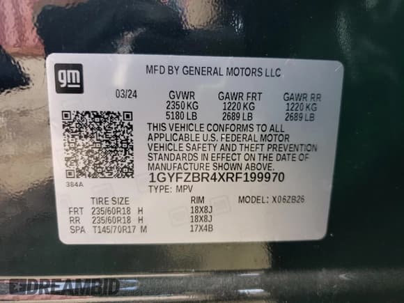 ✅ 2024 Cadillac XT4 AWD Luxury • VIN: 1GYFZBR4XRF199970 • Lot: 71496774. Listed on Copart with 4,512 mi. Free auction sales archive from the USA and detailed vehicle history report at DreamBid. Image 12.