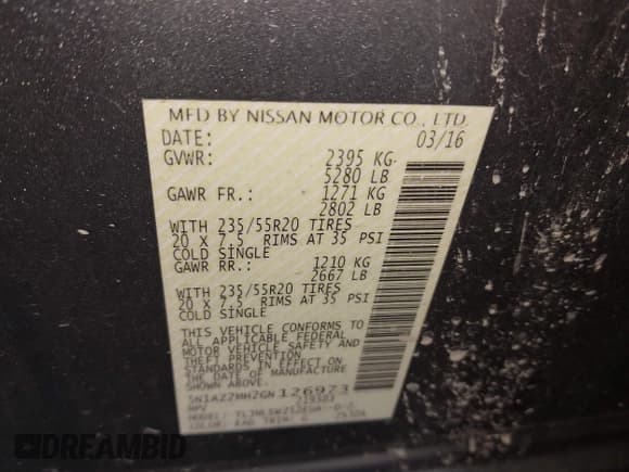 ✅ 2016 Nissan Murano SL • VIN: 5N1AZ2MH2GN126973 • Lot: 43240871. Wystawiony na IAAI z przebiegiem 164 423 mil. Bezpłatny archiwum sprzedaży aukcyjnych z USA i szczegółowy raport historii pojazdu na DreamBid. Zdjęcie 9.