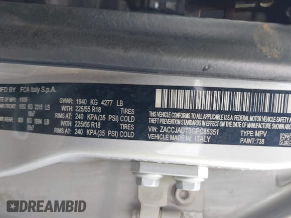 ✅ 2016 Jeep Renegade Limited • VIN: ZACCJADT3GPC85351 • Lot: 41697381. Listed on IAAI with Not provided. Free auction sales archive from the USA and detailed vehicle history report at DreamBid. Image 9.