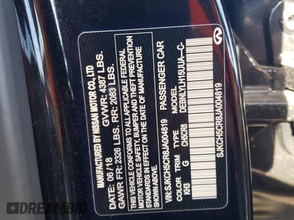 ✅ 2018 Infiniti QX30 Luxe • VIN: SJKCH5CR8JA004819 • Lot: 70222795. Listed on Copart with 62,631 mi. Free auction sales archive from the USA and detailed vehicle history report at DreamBid. Image 13.