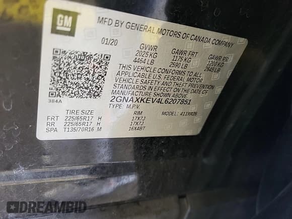 ✅ 2020 Chevrolet Equinox LT • VIN: 2GNAXKEV4L6207851 • Лот: 43690564. Опубликован ранее на IAAI с пробегом 96 143 миль. Бесплатный доступ к архиву аукционных продаж из США и подробный отчёт об истории автомобиля на DreamBid. Изображение 13.