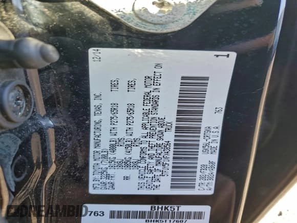 ✅ 2015 Toyota Tundra SR • VIN: 5TFUY5F1XFX438564 • Lot: 95181305. Listed on Copart with 189,093 mi. Free auction sales archive from the USA and detailed vehicle history report at DreamBid. Image 12.