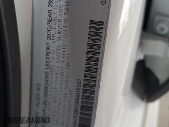 ✅ 2016 Audi S6 • VIN: WAUF2BFC9GN015382 • Lot: 49323834. Listed on Copart with 60,986 mi. Free auction sales archive from the USA and detailed vehicle history report at DreamBid. Image 12.