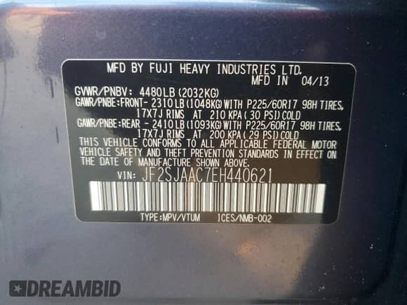 2014 Subaru Forester 2.5i with VIN JF2SJAAC7EH440621, listed as a Copart auction lot 86054055 with 161,684 mi miles and Salvage title. Bid and sale history available at DreamBid. Image 13.