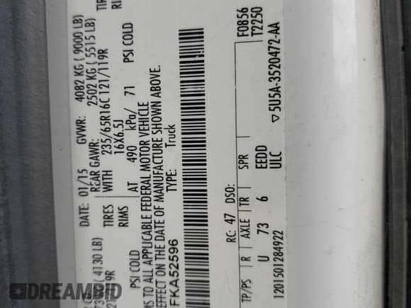 ✅ 2015 Ford Transit • VIN: 1FTNR2YG1FKA52596 • Lot: 73087994. Listed on Copart with 157,367 mi. Free auction sales archive from the USA and detailed vehicle history report at DreamBid. Image 13.