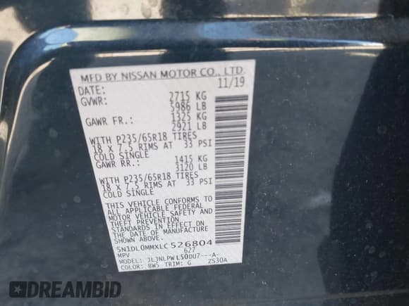 ✅ 2020 Infiniti QX60 Luxe • VIN: 5N1DL0MMXLC526804 • Lot: 41847277. Listed on IAAI with 131,121 mi. Free auction sales archive from the USA and detailed vehicle history report at DreamBid. Image 9.