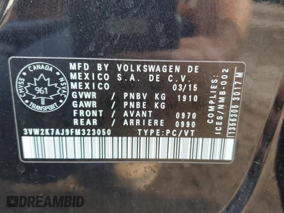 ✅ 2015 Volkswagen Jetta S • VIN: 3VW2K7AJ9FM323050 • Лот: 82098645. Опубликован ранее на Copart с пробегом 31 630 миль. Бесплатный доступ к архиву аукционных продаж из США и подробный отчёт об истории автомобиля на DreamBid. Изображение 12.