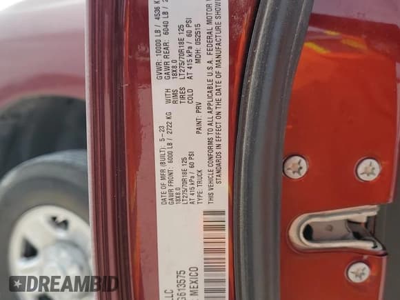 ✅ 2023 Ram 2500 Tradesman • VIN: 3C6UR5CL3PG613575 • Лот: 54858875. Опубликован ранее на Copart с пробегом 30 059 миль. Бесплатный доступ к архиву аукционных продаж из США и подробный отчёт об истории автомобиля на DreamBid. Изображение 12.