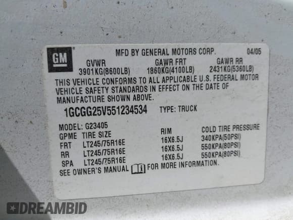 ✅ 2005 Chevrolet Express Cargo • VIN: 1GCGG25V551234534 • Лот: 42930433. Опубликован ранее на IAAI с пробегом 42 013 миль. Бесплатный доступ к архиву аукционных продаж из США и подробный отчёт об истории автомобиля на DreamBid. Изображение 9.