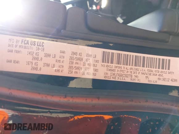 ✅ 2019 Jeep Grand Cherokee Upland • VIN: 1C4RJFAG6KC562778 • Lot: 42623750. Listed on IAAI with 47,218 mi. Free auction sales archive from the USA and detailed vehicle history report at DreamBid. Image 9.