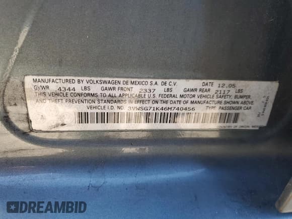 ✅ 2006 Volkswagen Jetta 2.5L • VIN: 3VWSG71K46M740456 • Лот: 85189015. Опубликован ранее на Copart с пробегом 240 020 миль. Бесплатный доступ к архиву аукционных продаж из США и подробный отчёт об истории автомобиля на DreamBid. Изображение 12.