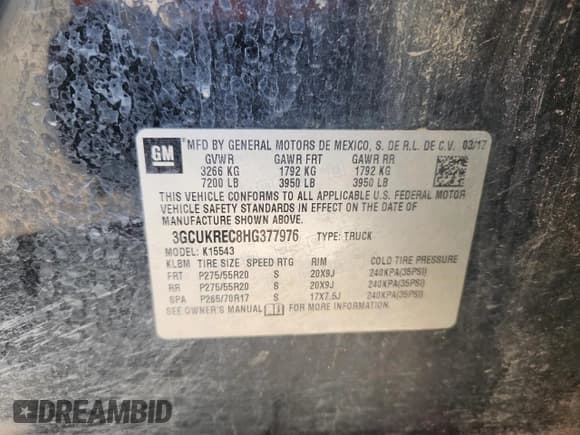 ✅ 2017 Chevrolet Silverado 1500 LT • VIN: 3GCUKREC8HG377976 • Lot: 86156325. Listed on Copart with 288,950 mi. Free auction sales archive from the USA and detailed vehicle history report at DreamBid. Image 12.