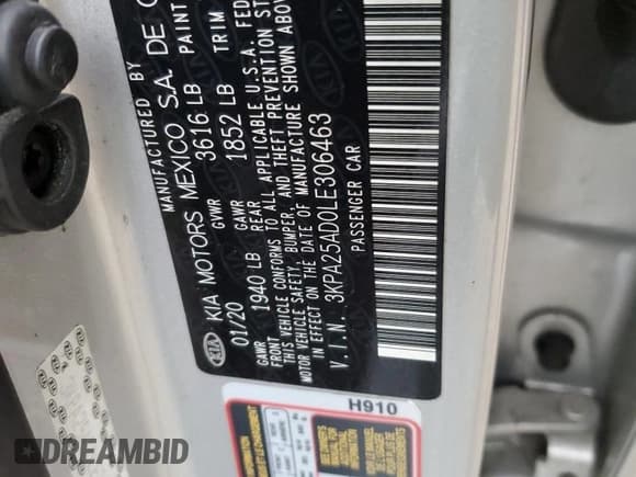 ✅ 2020 Kia Rio S • VIN: 3KPA25AD0LE306463 • Lot: 90092355. Wystawiony na Copart z przebiegiem 140 513 mil. Bezpłatny archiwum sprzedaży aukcyjnych z USA i szczegółowy raport historii pojazdu na DreamBid. Zdjęcie 12.