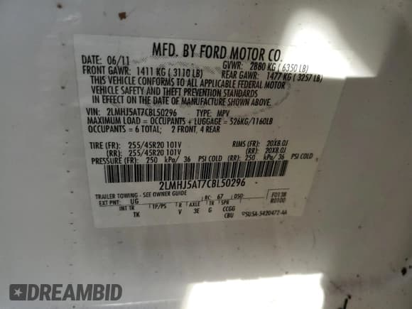 ✅ 2012 Lincoln MKT EcoBoost • VIN: 2LMHJ5AT7CBL50296 • Лот: 53883455. Опубликован ранее на Copart с пробегом 127 296 миль. Бесплатный доступ к архиву аукционных продаж из США и подробный отчёт об истории автомобиля на DreamBid. Изображение 13.