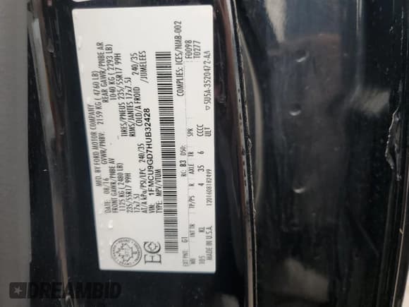 ✅ 2017 Ford Escape SE • VIN: 1FMCU9GD7HUB32428 • Lot: 61007525. Wystawiony na Copart z przebiegiem 154 744 mil. Bezpłatny archiwum sprzedaży aukcyjnych z USA i szczegółowy raport historii pojazdu na DreamBid. Zdjęcie 13.