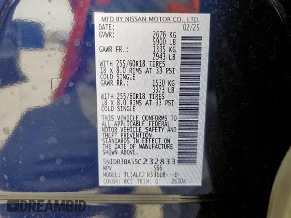 2025 Nissan Pathfinder SV with VIN 5N1DR3BA5SC232833, listed as a Copart auction lot 71024345 with 1,475 mi miles and Clean title. Bid and sale history available at DreamBid. Image 14.