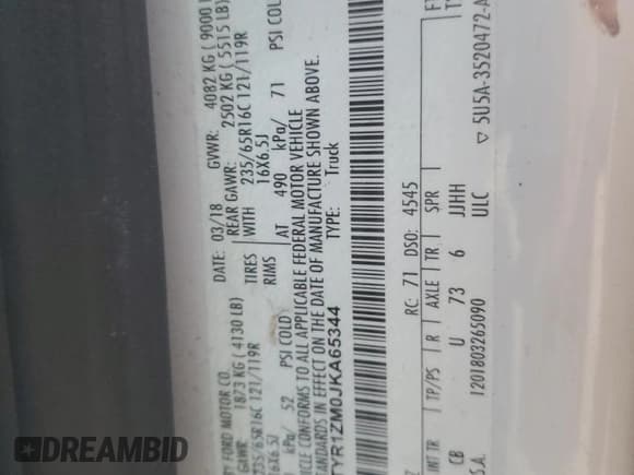 ✅ 2018 Ford Transit • VIN: 1FTYR1ZM0JKA65344 • Lot: 92347065. Wystawiony na Copart z przebiegiem Nie podano. Bezpłatny archiwum sprzedaży aukcyjnych z USA i szczegółowy raport historii pojazdu na DreamBid. Zdjęcie 13.