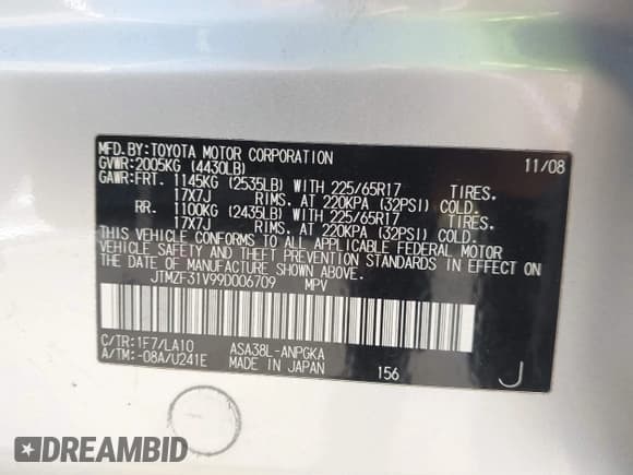 ✅ 2009 Toyota RAV4 Limited • VIN: JTMZF31V99D006709 • Lot: 43447694. Wystawiony na IAAI z przebiegiem 184 109 mil. Bezpłatny archiwum sprzedaży aukcyjnych z USA i szczegółowy raport historii pojazdu na DreamBid. Zdjęcie 9.