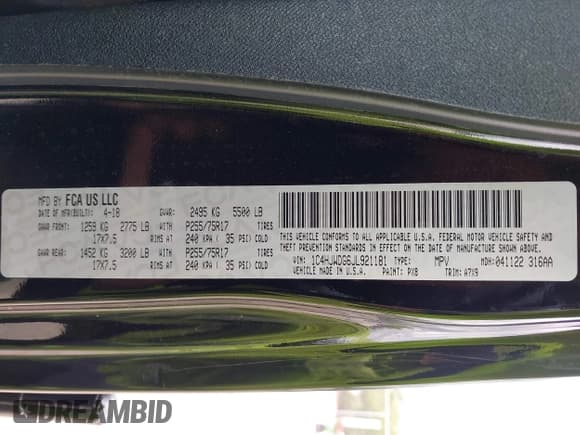 ✅ 2018 Jeep Wrangler Unlimited Sport S • VIN: 1C4HJWDG6JL921181 • Lot: 42096997. Wystawiony na IAAI z przebiegiem 81 061 mil. Bezpłatny archiwum sprzedaży aukcyjnych z USA i szczegółowy raport historii pojazdu na DreamBid. Zdjęcie 9.