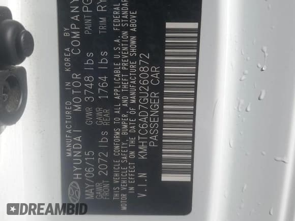 ✅ 2016 Hyundai Veloster • VIN: KMHTC6AD7GU260872 • Lot: 71771874. Listed on Copart with 107,781 mi. Free auction sales archive from the USA and detailed vehicle history report at DreamBid. Image 12.