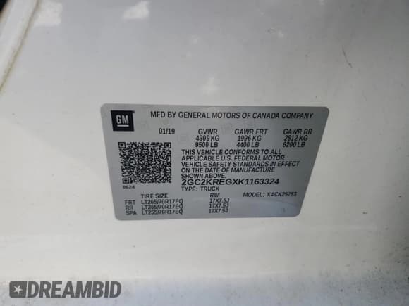 ✅ 2019 Chevrolet Silverado 2500HD Work Truck • VIN: 2GC2KREGXK1163324 • Лот: 84618005. Опубликован ранее на Copart с пробегом 151 932 миль. Бесплатный доступ к архиву аукционных продаж из США и подробный отчёт об истории автомобиля на DreamBid. Изображение 12.