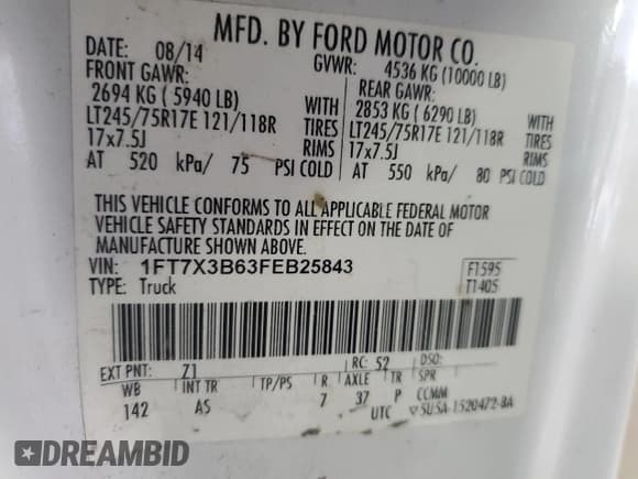 ✅ 2015 Ford F-350 Lariat • VIN: 1FT7X3B63FEB25843 • Lot: 46791775. Wystawiony na Copart z przebiegiem 232 021 mil. Bezpłatny archiwum sprzedaży aukcyjnych z USA i szczegółowy raport historii pojazdu na DreamBid. Zdjęcie 13.