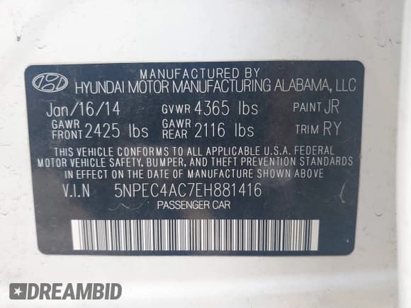 ✅ 2014 Hyundai Sonata SE • VIN: 5NPEC4AC7EH881416 • Лот: 42916557. Опубликован ранее на IAAI с пробегом 110 062 миль. Бесплатный доступ к архиву аукционных продаж из США и подробный отчёт об истории автомобиля на DreamBid. Изображение 9.