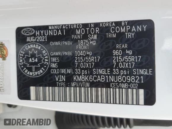 ✅ 2022 Hyundai Kona Preferred • VIN: KM8K6CAB1NU809821 • Лот: 61829394. Опубликован ранее на Copart с пробегом 104 425 миль. Бесплатный доступ к архиву аукционных продаж из США и подробный отчёт об истории автомобиля на DreamBid. Изображение 14.