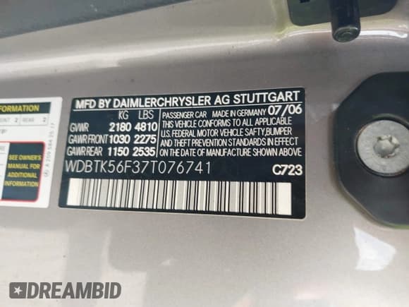 ✅ 2007 Mercedes-Benz CLK 350 • VIN: WDBTK56F37T076741 • Lot: 42719978. Wystawiony na IAAI z przebiegiem 58 618 mil. Bezpłatny archiwum sprzedaży aukcyjnych z USA i szczegółowy raport historii pojazdu na DreamBid. Zdjęcie 9.