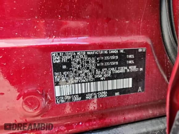 ✅ 2022 Toyota RAV4 XLE Premium • VIN: 2T3A1RFV3NW301521 • Лот: 89669705. Опубликован ранее на Copart с пробегом 30 769 миль. Бесплатный доступ к архиву аукционных продаж из США и подробный отчёт об истории автомобиля на DreamBid. Изображение 13.