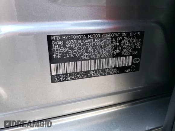 ✅ 2015 Lexus GS 350 • VIN: JTHBE1BL8FA007917 • Lot: 89507535. Listed on Copart with 140,577 mi. Free auction sales archive from the USA and detailed vehicle history report at DreamBid. Image 12.