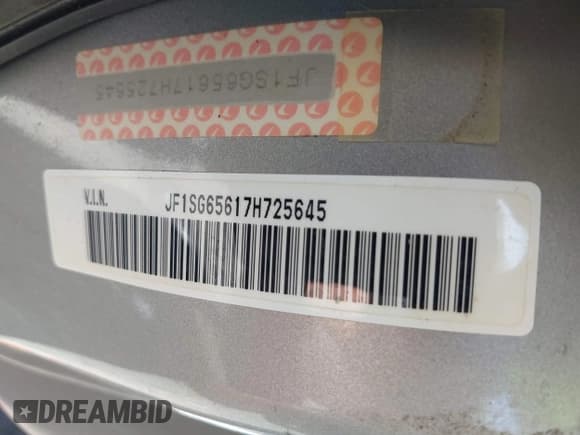 ✅ 2007 Subaru Forester X • VIN: JF1SG65617H725645 • Лот: 42660092. Опубликован ранее на IAAI с пробегом 123 228 миль. Бесплатный доступ к архиву аукционных продаж из США и подробный отчёт об истории автомобиля на DreamBid. Изображение 9.