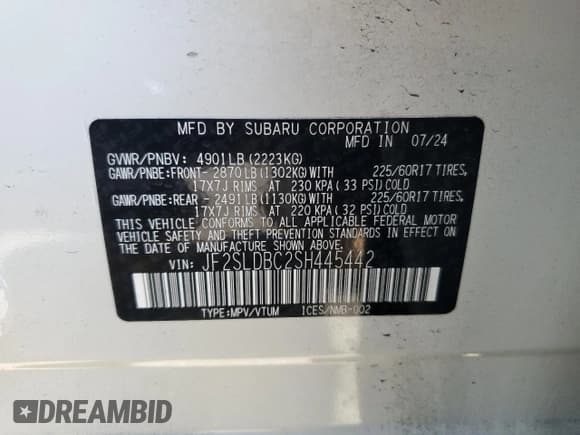 ✅ 2025 Subaru Forester Premium • VIN: JF2SLDBC2SH445442 • Lot: 65730455. Listed on Copart with 6,829 mi. Free auction sales archive from the USA and detailed vehicle history report at DreamBid. Image 13.