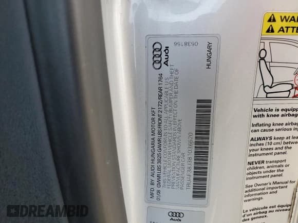 ✅ 2008 Audi TT 2.0T • VIN: TRUAF38J381036620 • Lot: 87733075. Listed on Copart with 154,548 mi. Free auction sales archive from the USA and detailed vehicle history report at DreamBid. Image 14.