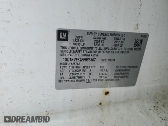 ✅ 2015 Chevrolet Silverado 2500HD LT • VIN: 1GC1KVE84FF566307 • Lot: 45923095. Wystawiony na Copart z przebiegiem 308 572 mil. Bezpłatny archiwum sprzedaży aukcyjnych z USA i szczegółowy raport historii pojazdu na DreamBid. Zdjęcie 14.