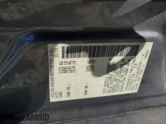 ✅ 2020 Nissan Maxima SL • VIN: 1N4AA6DV2LC367260 • Lot: 47050235. Listed on Copart with 60,390 mi. Free auction sales archive from the USA and detailed vehicle history report at DreamBid. Image 12.