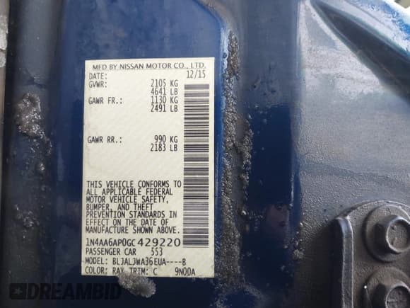 ✅ 2016 Nissan Maxima SL • VIN: 1N4AA6AP0GC429220 • Lot: 43874397. Wystawiony na IAAI z przebiegiem 223 137 mil. Bezpłatny archiwum sprzedaży aukcyjnych z USA i szczegółowy raport historii pojazdu na DreamBid. Zdjęcie 9.