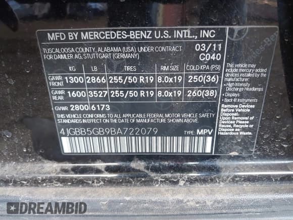 ✅ 2011 Mercedes-Benz M 350 • VIN: 4JGBB5GB9BA722079 • Lot: 42782216. Wystawiony na IAAI z przebiegiem 143 441 mil. Bezpłatny archiwum sprzedaży aukcyjnych z USA i szczegółowy raport historii pojazdu na DreamBid. Zdjęcie 9.