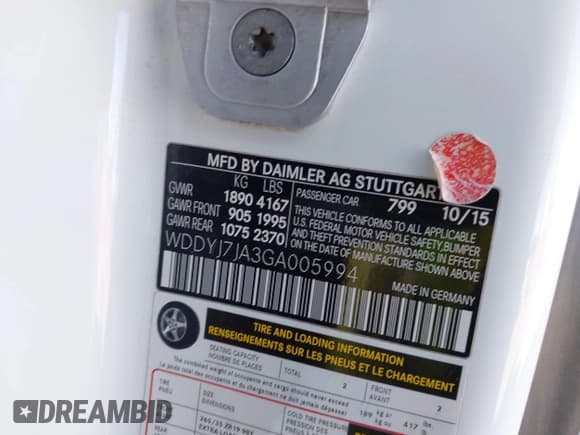 ✅ 2016 Mercedes-Benz AMG GT S • VIN: WDDYJ7JA3GA005994 • Lot: 41145754. Listed on IAAI with 68,352 mi. Free auction sales archive from the USA and detailed vehicle history report at DreamBid. Image 9.