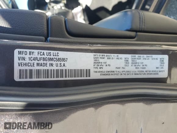 ✅ 2021 Jeep Grand Cherokee Limited • VIN: 1C4RJFBG9MC585957 • Lot: 82527095. Listed on Copart with 104,781 mi. Free auction sales archive from the USA and detailed vehicle history report at DreamBid. Image 13.