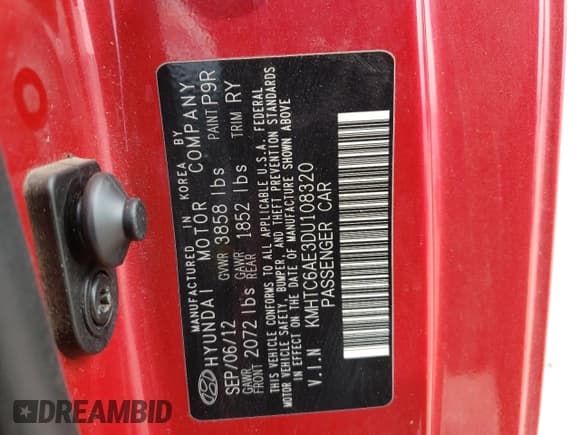 ✅ 2013 Hyundai Veloster Turbo • VIN: KMHTC6AE3DU108320 • Lot: 76412154. Listed on Copart with 95,884 mi. Free auction sales archive from the USA and detailed vehicle history report at DreamBid. Image 13.