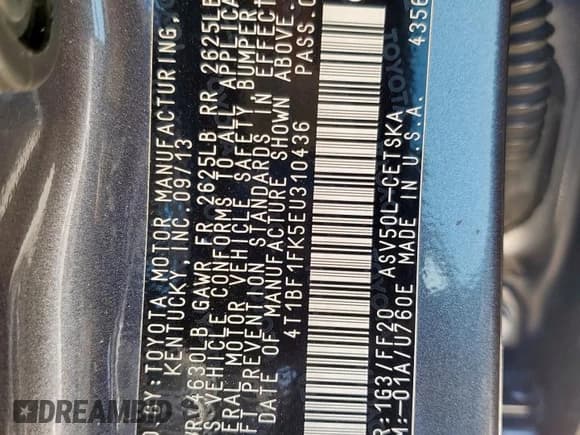 ✅ 2014 Toyota Camry L • VIN: 4T1BF1FK5EU310436 • Лот: 91442475. Опубликован ранее на Copart с пробегом 146 228 миль. Бесплатный доступ к архиву аукционных продаж из США и подробный отчёт об истории автомобиля на DreamBid. Изображение 12.