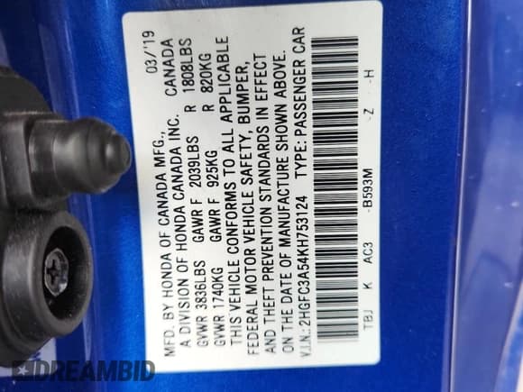 ✅ 2019 Honda Civic Si • VIN: 2HGFC3A54KH753124 • Lot: 87124805. Wystawiony na Copart z przebiegiem 80 592 mil. Bezpłatny archiwum sprzedaży aukcyjnych z USA i szczegółowy raport historii pojazdu na DreamBid. Zdjęcie 12.