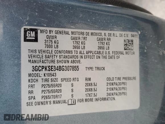 ✅ 2011 Chevrolet Silverado 1500 LT • VIN: 3GCPKSE34BG307855 • Lot: 67280114. Listed on Copart with 288,858 mi. Free auction sales archive from the USA and detailed vehicle history report at DreamBid. Image 12.