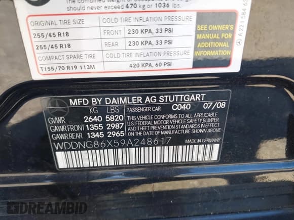 ✅ 2009 Mercedes-Benz S 550 • VIN: WDDNG86X59A248617 • Лот: 43567135. Опубликован ранее на IAAI с пробегом 132 037 миль. Бесплатный доступ к архиву аукционных продаж из США и подробный отчёт об истории автомобиля на DreamBid. Изображение 9.