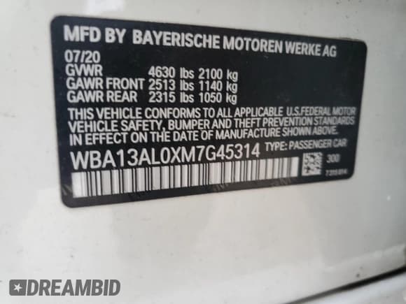 ✅ 2021 BMW 2 Series M235i xDrive • VIN: WBA13AL0XM7G45314 • Lot: 88531655. Listed on Copart with 56,767 mi. Free auction sales archive from the USA and detailed vehicle history report at DreamBid. Image 12.