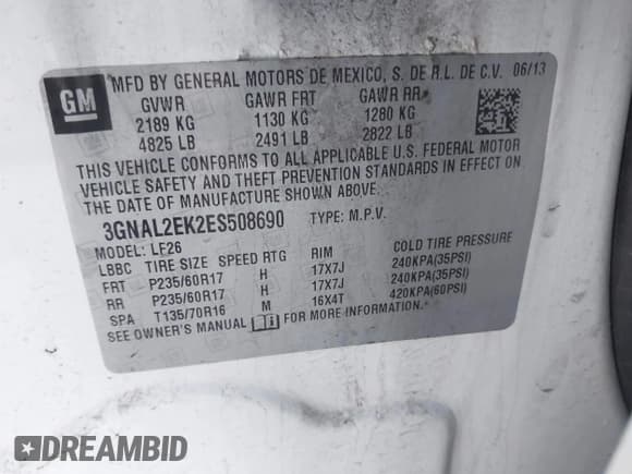 ✅ 2014 Chevrolet Captiva Sport LS • VIN: 3GNAL2EK2ES508690 • Lot: 41380045. Wystawiony na IAAI z przebiegiem 113 395 mil. Bezpłatny archiwum sprzedaży aukcyjnych z USA i szczegółowy raport historii pojazdu na DreamBid. Zdjęcie 9.